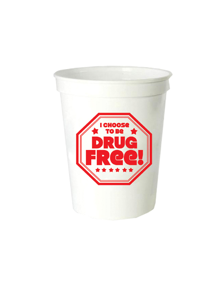I Choose to Be Drug Free! 16oz. White Stadium Cup