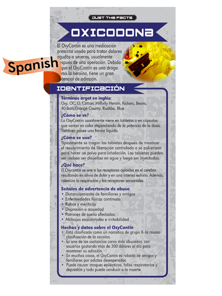 Oxycontin Spanish rack card