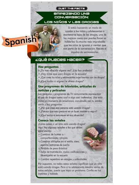 *SPANISH* Just the Facts Rack Card: Starting a Conversation: Kids & Drugs