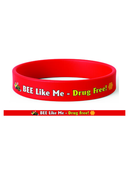 Bee Like Me. Drug Free! Silicone Wristband